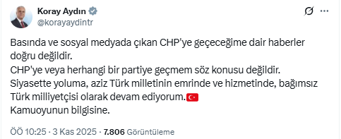 CHP'ye geçeceği söylenen Koray Aydın kararını verdi
